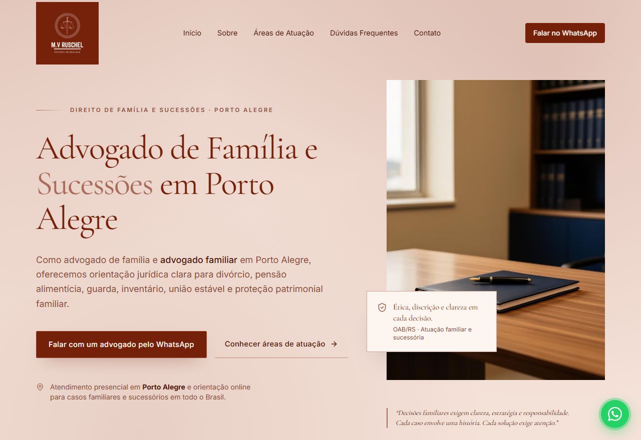 Página inicial do site Marcos Ruschel Advocacia