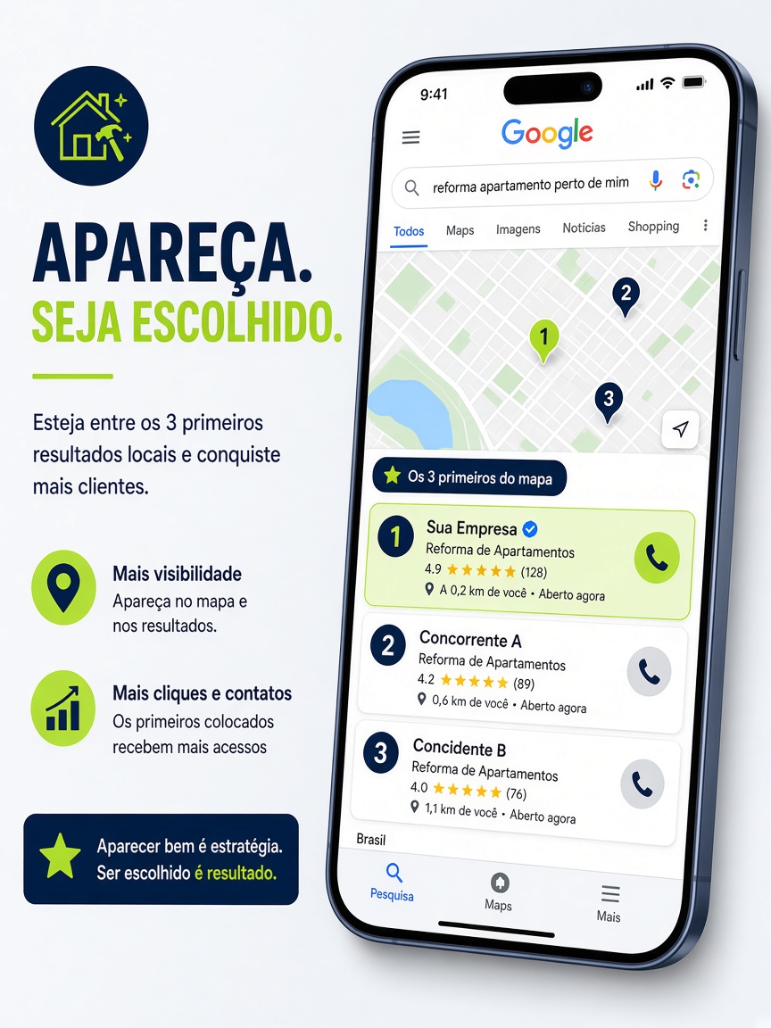 Pacote de mapas do Google com empresas locais — onde a decisão de ligar acontece